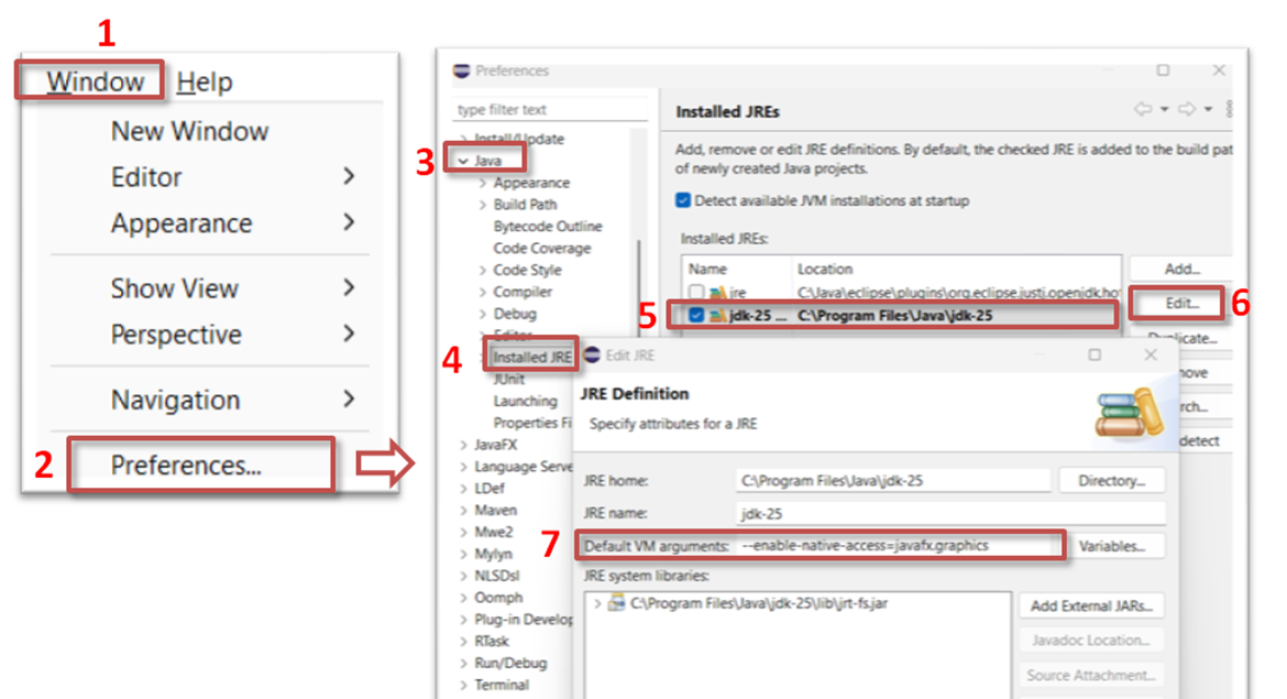 Configuration du paramètre VM dans les préférences JRE d'Eclipse